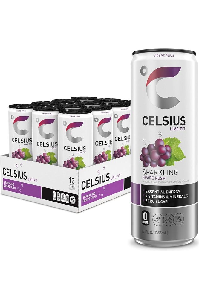 CELSIUS Sparkling Grape Rush - Functional Essential Energy Drink 12 Fl Oz (Pack of 12)