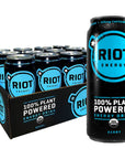 RIOT energy 100 Plant Powered Energy Drink BERRY RIOT Ketofriendly Organic No Added Sugar 16oz Pack of 12