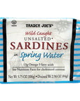 Unsalted Sardines in Spring Water Pack of 6 375 oz Tin  Trader Joes