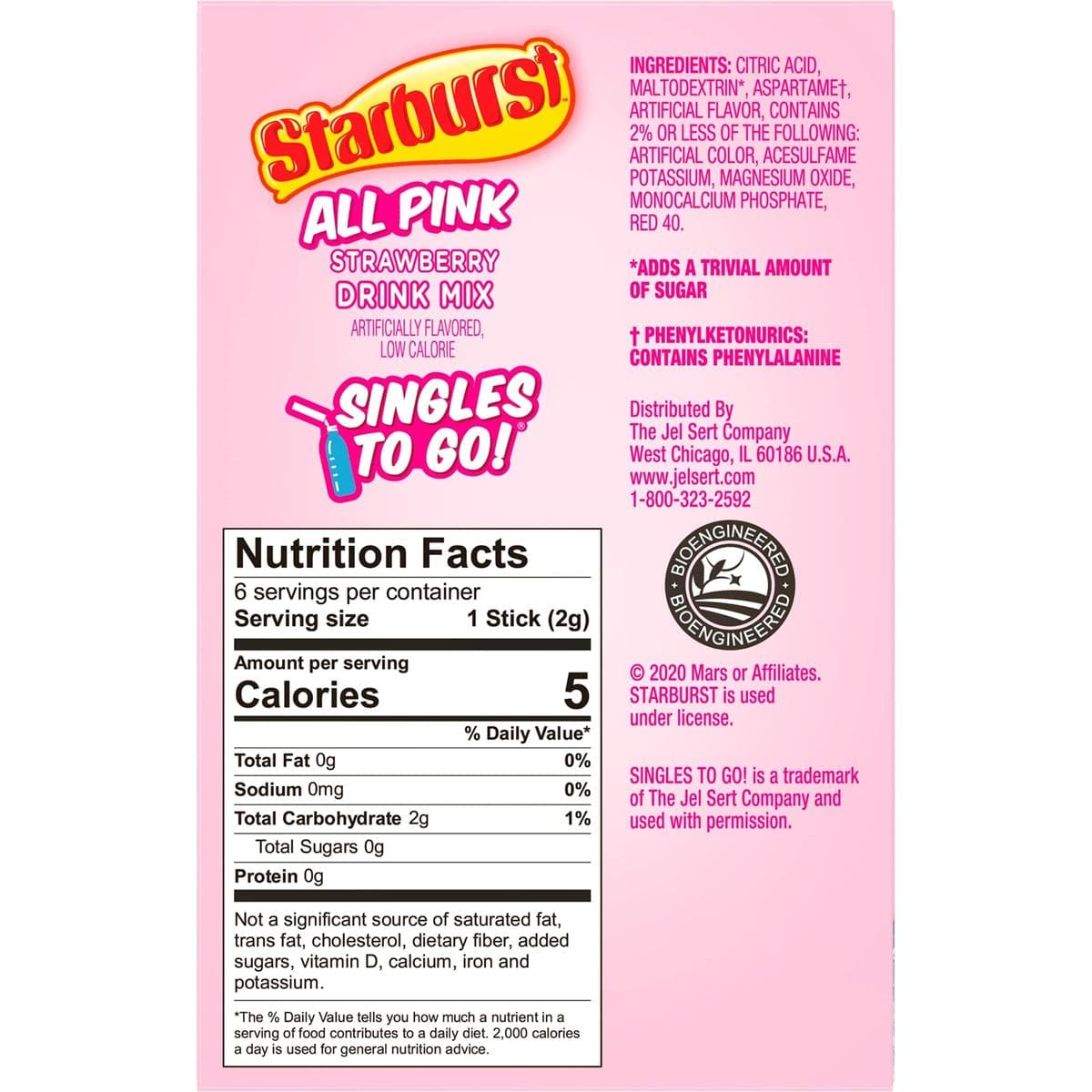 Starburst Singles To Go Powdered Drink Mix All Pink Strawberry 3 Boxes with 6 Packets Each  18 Total Servings SugarFree Drink Powder Just Add Water 6 count Pack of 3