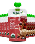 Sprout Organic Baby Food, Stage 2 Pouches, Apple Oatmeal Raisin with Cinnamon, 3.5 Oz Purees (Pack of 12)