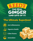 Reed's All Natural Crystallized Ginger Nuggets In A 16 oz Resealable Bag - Baby Ginger Root Fruit Slices Sweetened With Raw Cane Sugar Crystals - High Energy Ginger Candies For Snacking - 12 Pack