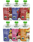 Sprout Organic Baby Food, Stage 2 Pouches, 6 Flavor Fruit, Veggie & Grain Variety Sampler, 3.5 Oz Purees (Pack of 12)