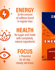 Zest Tea Premium Energy Hot Tea High Caffeine Blend Natural  Healthy Black Coffee Substitute Perfect for Keto 135 mg Caffeine per Serving Spicy Masala Chai Black Tea Box of 15 Sachet Bags