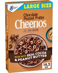 Cheerios Chocolate Peanut Butter Cheerios Cereal, Breakfast Cereal With Whole Grain Oats, 14.2 OZ Large Size