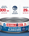 Bumble Bee Solid White Albacore Tuna in Water 5 oz Can Pack of 24  Wild Caught Tuna  29g Protein per Serving High in Omega3s  NonGMO Project Verified Gluten Free Kosher