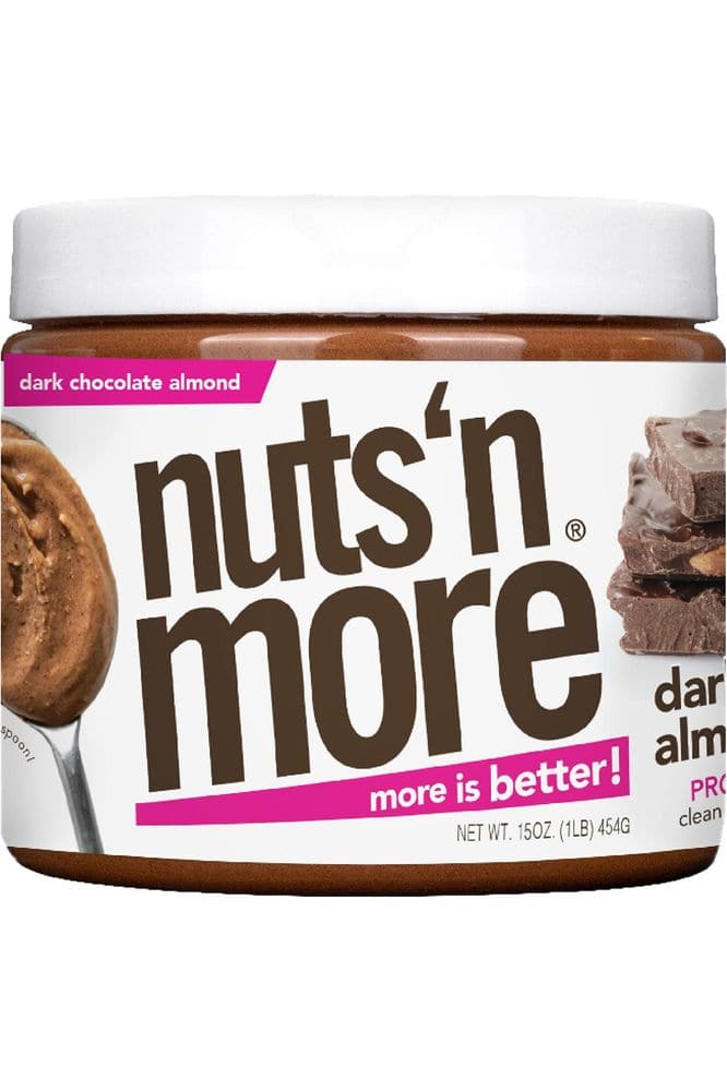 Nuts ‘N More Dark Chocolate Almond Butter Spread, All Natural Keto Snack, Low Carb, Low Sugar, Gluten Free, Non-GMO, High Protein Flavored Nut Butter (15oz Jar)