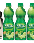 ReaLime Juice 8oz Bottle  100 Natural Lime Concentrate Ideal for Recipes  Marinades  Fresh Lime Juice for Cocktails Cooking  Salads Includes Moofin Silver Tea Bag Squeezer  Pack of 3