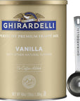 Ghirardelli Vanilla Premium Frappe Mix 3 lb Can with Ghirardelli Stamped Barista Spoon