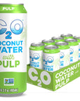 C2O Pure Coconut Water with Pulp 163 Fluid Ounce Pack of 8