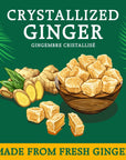 Reed's All Natural Crystallized Ginger Nuggets In A 16 oz Resealable Bag - Baby Ginger Root Fruit Slices Sweetened With Raw Cane Sugar Crystals - High Energy Ginger Candies For Snacking - 12 Pack