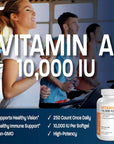 Bronson Vitamin A 10,000 IU Premium Non-GMO Formula Supports Healthy Vision & Immune System and Healthy Growth & Reproduction, 250 Softgels