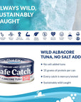 Safe Catch Canned Lowest Mercury Limit Albacore Tuna Fish No Salt Added Wild Caught GlutenFree Kosher Whole30 Approved Keto 5oz Can 12Pack