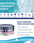 Safe Catch Canned Lowest Mercury Limit Albacore Tuna Fish No Salt Added Wild Caught GlutenFree Kosher Whole30 Approved Keto 5oz Can 6Pack