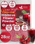 FreshDrinkUS Premium 28oz Hibiscus Flower Powder 100 Natural and Pure from Hibiscus Flowers Natural Food Coloring Hibiscus Flowers Tea No Additives No Gluten No Sugar Vegan