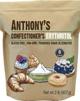 Anthony's Confectioner's Erythritol Powder, 2 lb, Non GMO, Sweetener, Zero Calorie, Keto & Paleo Friendly