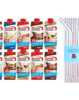 Premier Protein Shake Variety Pack 5 Flavors Chocolate Peanut Butter Vanilla Strawberries and Cream Chocolate and Cafe Latte 11 fl oz 10 ct  a Sophley Individually Wrapped Red and White Flex Straws