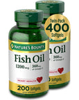 Nature's Bounty Fish Oil, Dietary Supplement with 360mg Omega-3, Supports Heart Health, 1200mg, 200 Softgels (Pack of 2)