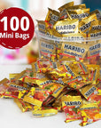 Haribo Gold Bears Gummi Candy - Haribo Gummy Bears Individually Wrapped for Holidays Stocking, Pineapple, Strawberry, Lemon, Orange, and Raspberry Flavors, 100 Mini Bags