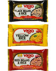 Vigo Authentic Rice Variety Pack Low Fat 8oz Pack of 3 Saffron Yellow Rice Red Beans  Rice and Black Beans  Rice