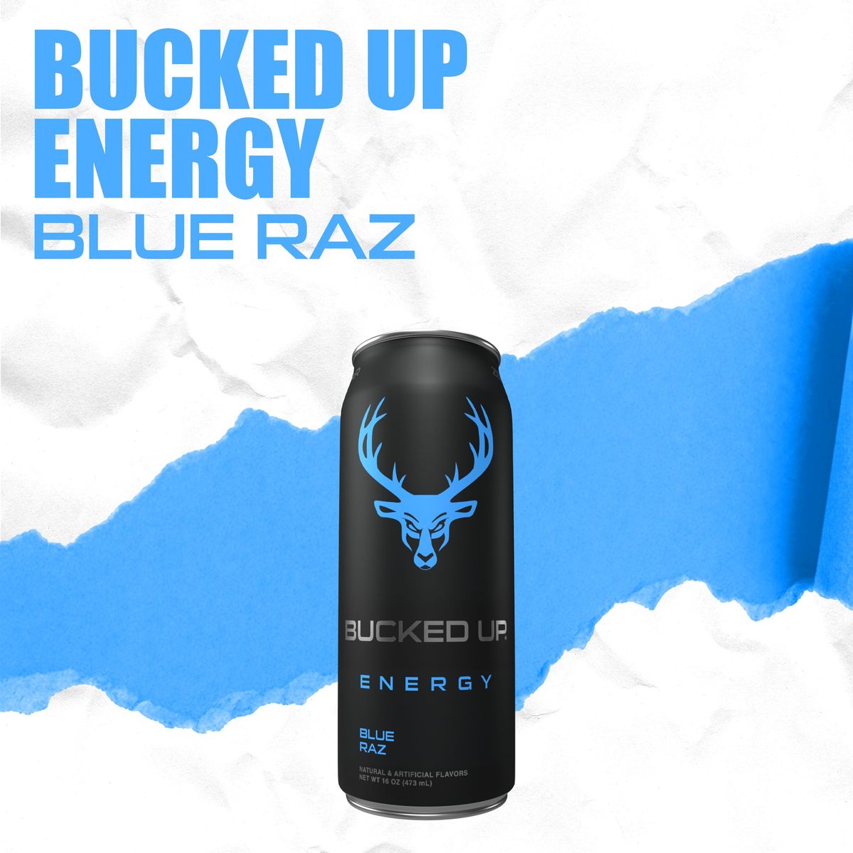 Bucked Up Energy Drink 300mg Blue Raz 12 CT