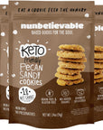 Nunbelievable Pecan Sandy Keto Cookies | Delicious Sugar Free Diabetic Snacks | Non GMO and Grain Free Healthy Snacks for Adults | 3.4 Ounce Bags, Pack of 4