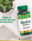 Nature's Bounty Biotin, Supports Healthy Hair, Skin and Nails, 10,000 mcg, Rapid Release Softgels, 120 Ct