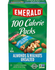 Emerald Nuts Unsalted Almonds and Walnuts 7 Ct 1Pack 100Calorie Individual Packs of Nut Blend Kosher Certified NonGMO Contains No Artificial Preservatives Flavors or Synthetic Colors