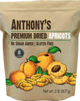 Anthony's Premium Dried Apricots, 2 lbs, Gluten Free, Non GMO, No Sugar Added, Sun Dried