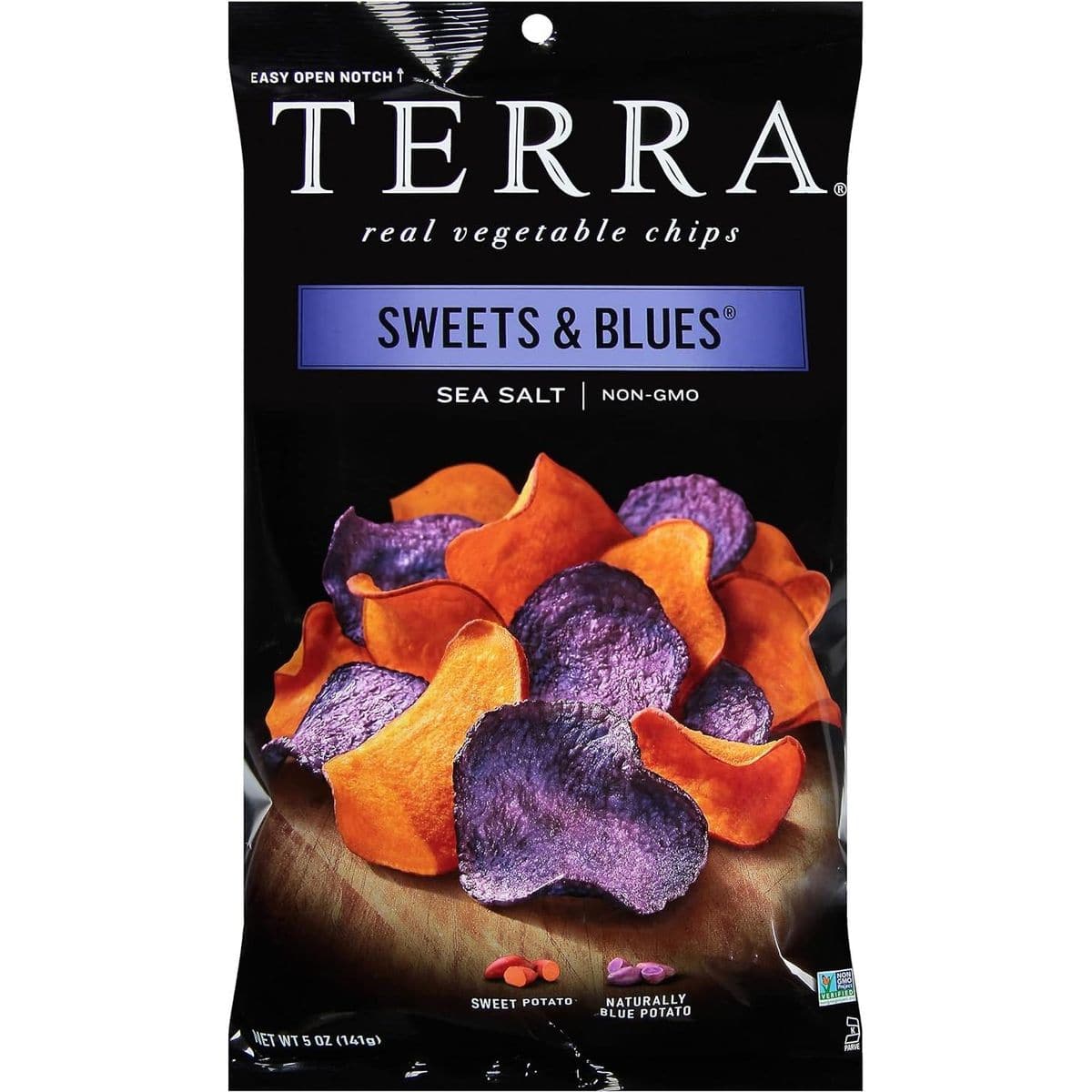 Terra Vegetable Chips, Sweets &amp; Blues with Sea Salt Real Vegetable Chips, 5 oz. (Pack of 12)