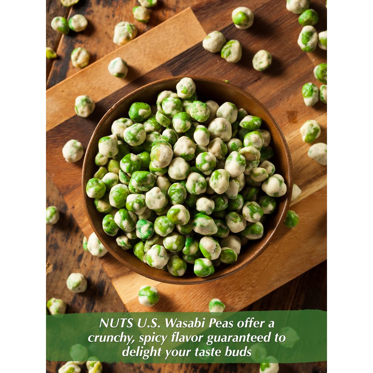 NUTS US  Wasabi Coated Green Peas  Vegan  Premium Quality  Crunchy  Spicy Roasted Flavor  Packed in a Resealable Bag 3 LBS