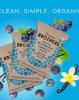 Bearded Brothers Organic Vegan Energy Bars - Gluten & Soy Free, Paleo, Whole 30 | Non GMO, Low Glycemic, High Protein, Fiber | 12pk Blueberry Vanilla