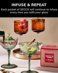 Secco Cocktail Mixer Gift Box – Botanical Sachets for Gin & Tonic - Box of 8 Packets 4 Different Flavors