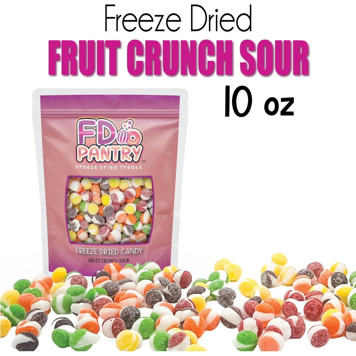 Fruit Crunch Sour  Freeze Dried Candy 10 oz  Assorted Sour Flavors Large Pouch  Ideal Gift Snack Treat