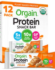 Orgain Organic Vegan Protein Bars Peanut Butter  10g Plant Based Protein Low Calorie Healthy Snacks No Lactose or Soy Ingredients Gluten Free NonGMO  141 Oz Pack of 12