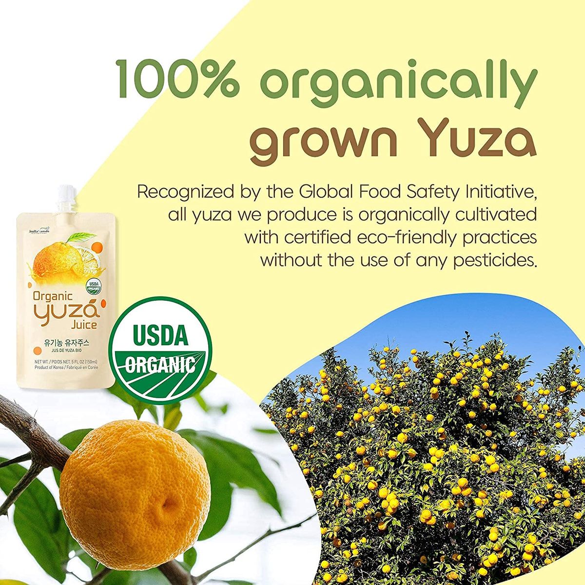 USDA Organic Yuzu Citron Juice  6 Pouches  Ready to Drink ONTHEGO Vegan Kids Juice Yuzu Beverage Rich in Vitamin C Korean Honey Citron Tea by Korean Drink