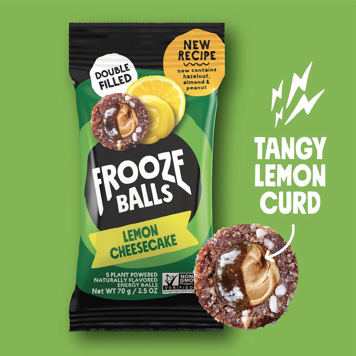 Frooze Balls Lemon Cheesecake PlantPowered DoubleFilled Energy Balls Healthy Vegan Snacks GlutenFree nonGMO 8 count each with 5 balls Great for lunch box hiking workout  travel