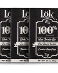 Lok Dark Chocolate Bar 100 Cacao  Fair Trade Kosher Gluten Free Vegan BeantoBar SugarFree No Sugar Alcohol No Artificial Sweetener Keto Friendly LowCarb Paleo  30 Ounce 3 Pack