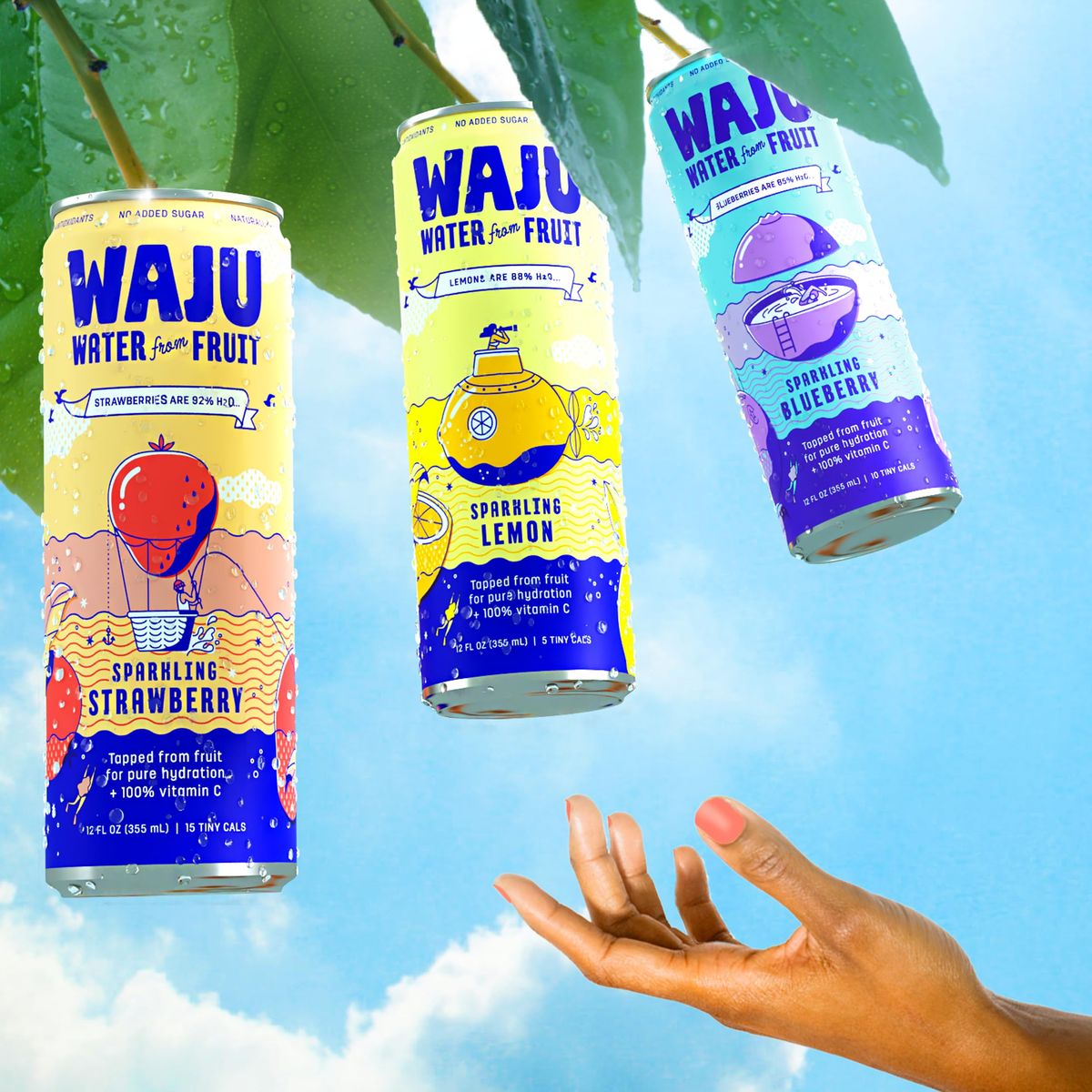 Natural Lemon Sparkling Water  Direct from Fruit Hydration No Added Sugar Low Calorie Drink Antioxidant  Vitamin Rich Organic Bubbly EcoFriendly Alternative to Flavored Water or Seltzer Water by WAJU 12oz Cans 12Pack