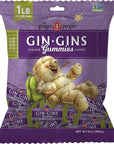 GIN GINS Sweet Ginger Chewy Ginger Candy Large 1 lb Bag (16oz) - Pack of 1