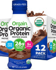 Orgain Organic Protein Shake Grass Fed Dairy Creamy Chocolate  26g High Protein Whey Shake Ready to Drink Gluten Free No Soy Ingredients No Sugar Added 14 Fl Oz Pack of 12