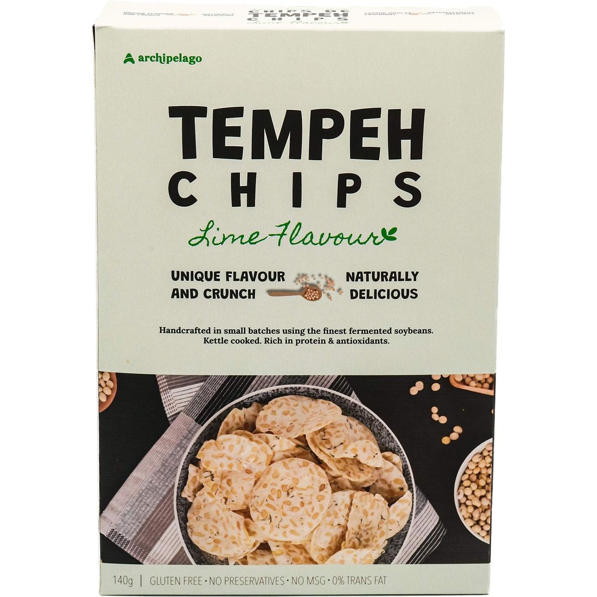 ARCHIPELAGO TEMPEH CHIPS LIME - 140 GR | HEALTHIER CHIPS | NO-MSG