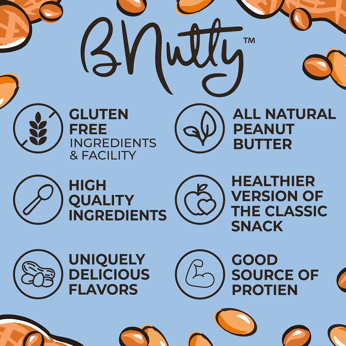 BNutty Sweet and Salty Peanut Butter - Assorted Flavors - Gluten Free - Natural Peanut Butter - Made in USA - 9oz Jars - 4 Pack