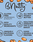 BNutty Sweet and Salty Peanut Butter - Assorted Flavors - Gluten Free - Natural Peanut Butter - Made in USA - 9oz Jars - 4 Pack