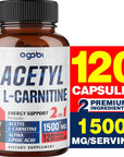 agobi Acetyl L-Carnitine & Alpha Lipoic Acid Complex 1500mg - Supplement for Brain Health, Memory, Focus & Mood Support - 120 Vegan Capsules for 2 Month Supply - Gluten-Free, Non-GMO