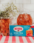 Red Rose Family Size Iced Tea 24 Individually Wrapped Tea Bags Pack of 6 Full Flavored Refreshing Brewed Hot Served Cold Iced Tea