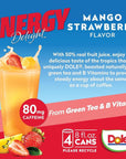 Dole Energy Delight Flavored Fruit Juice Drink - 80mg Caffeine - 8 Fl Oz (Pack of 4) - 24 Cans