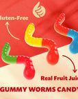 Gummy Worms Candy  Made with Real Fruit Juice  2Pound Bag