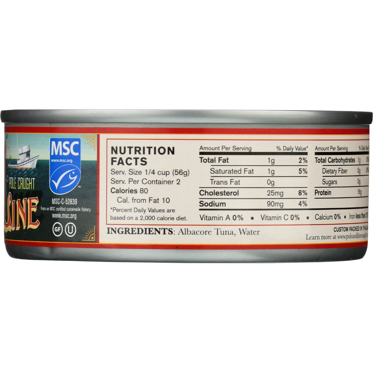 POLE AND LINE Albacore Tuna in Water No Added Salt 5 OZ