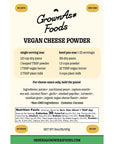 GrownAs Vegan Cheese Powder 1 lb  Dairy Free NonGMO Cheddar Cheese Seasoning for Vegan Mac  Cheese Nachos Pub Cheese  Organic NonDairy SugarFree SoyFree  Better Than Nutritional Yeast